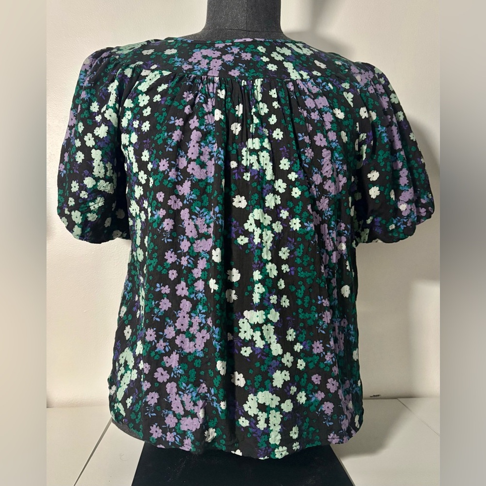 LOFT Floral Patterned Puff Sleeve Blouse